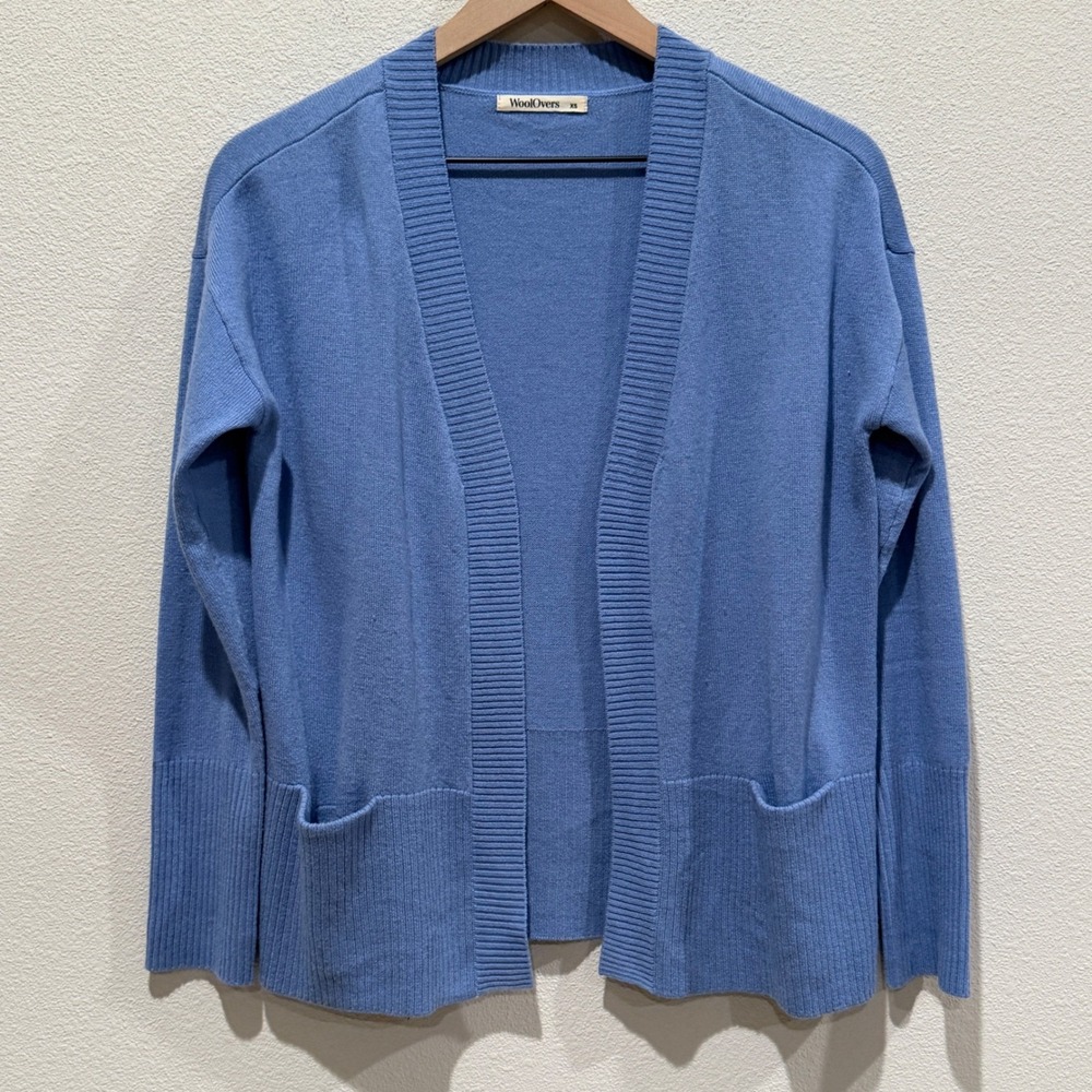 WOOLOVERS Women Cardigan XS‎ Blue Merino Wool Cashmere Cottagecore Boho Granny